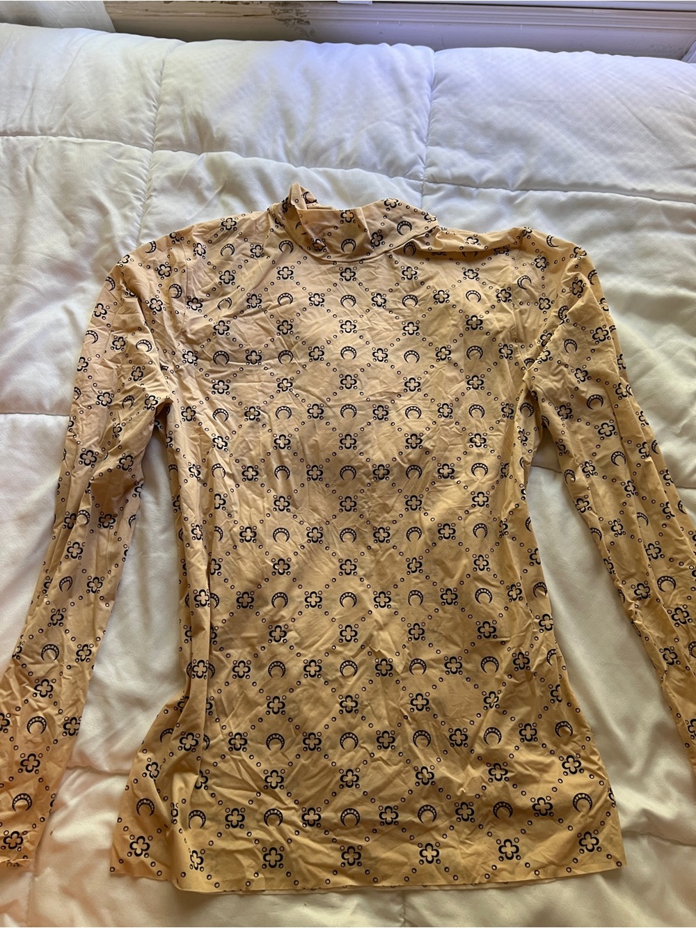 Marine Serre Long-Sleeve Mock Neck Top Size Mens L